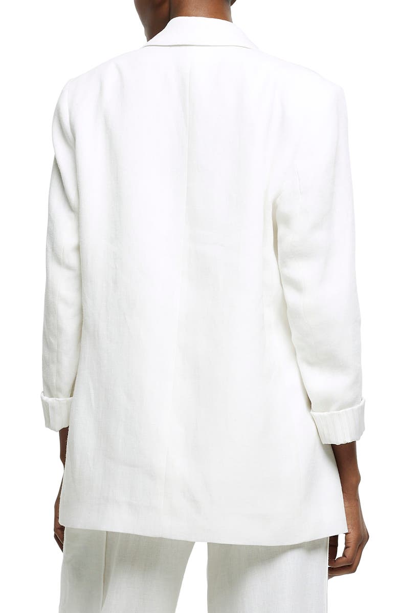 River Island Roll Cuff Linen Blend Blazer, Alternate, color, 