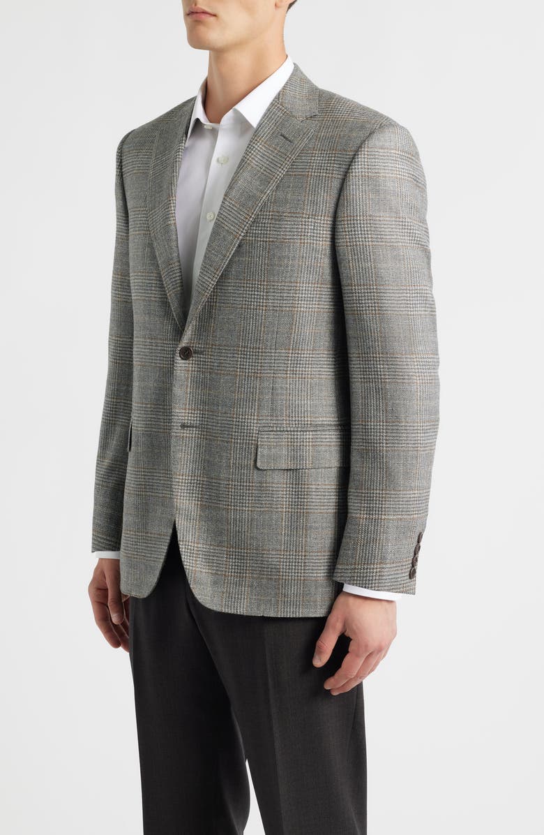 Canali Siena Regular Fit Grey Glen Check Wool & Silk Blend Sport Coat, Alternate, color, Grey