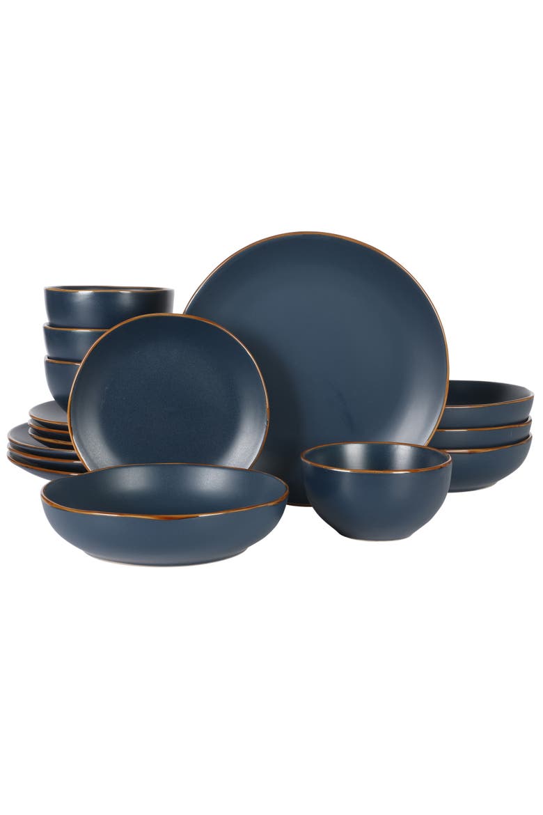 Hazeltine 16-Piece Reactive Glaze Stoneware Dinnerware Set, Main, color, Navy