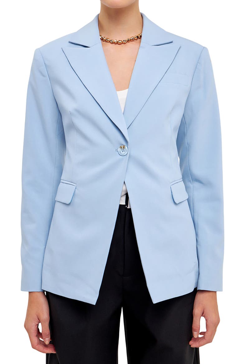 One-Button Blazer, Main, color, LIGHT BLUE