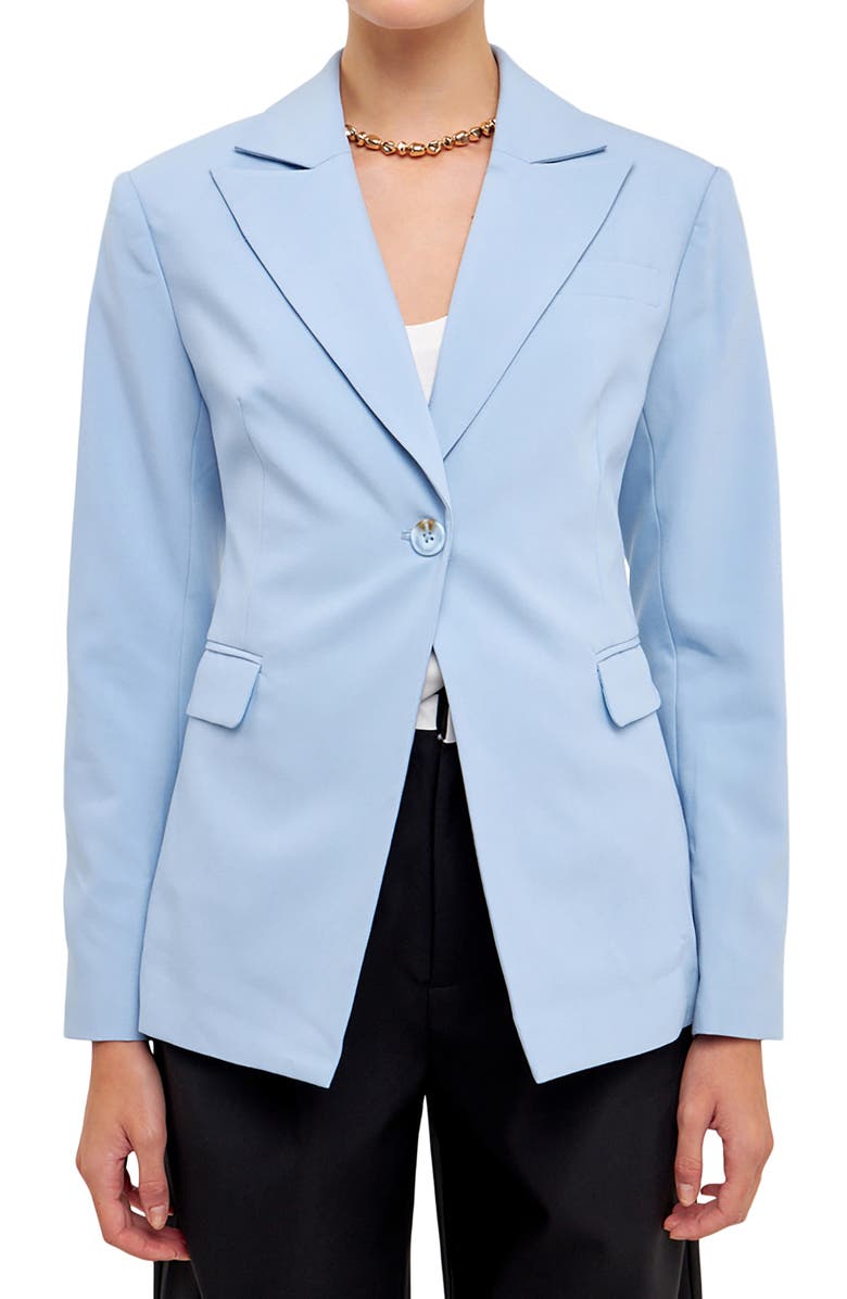 Grey Lab One-Button Blazer, Main, color, Light Blue