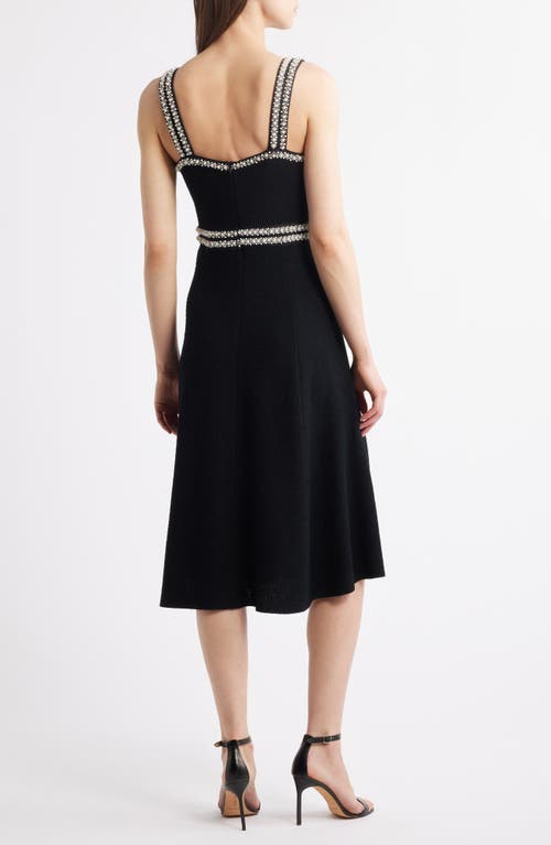 Ming Wang Bead Detail A-line Dress In Black/white