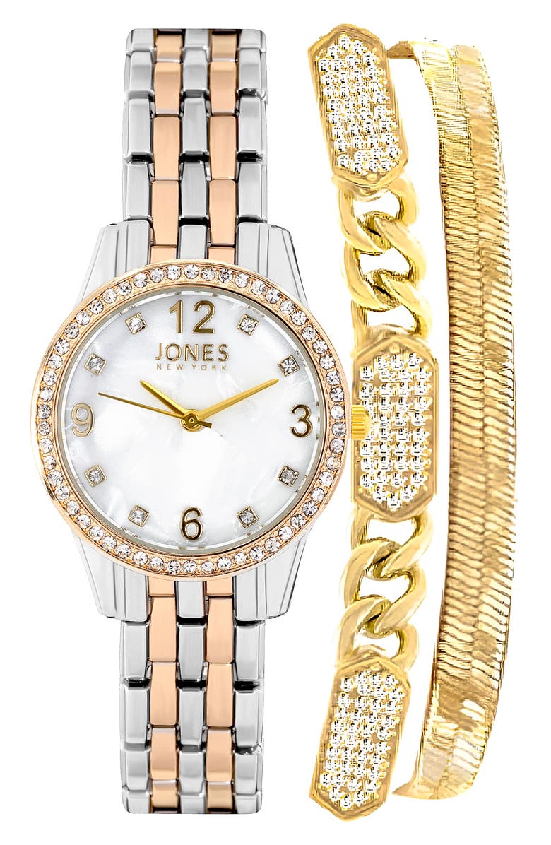 I TOUCH Two-Tone Crystal Bracelet Watch & Bracelets Set, 30mm, Main, color, Gold/ Silver
