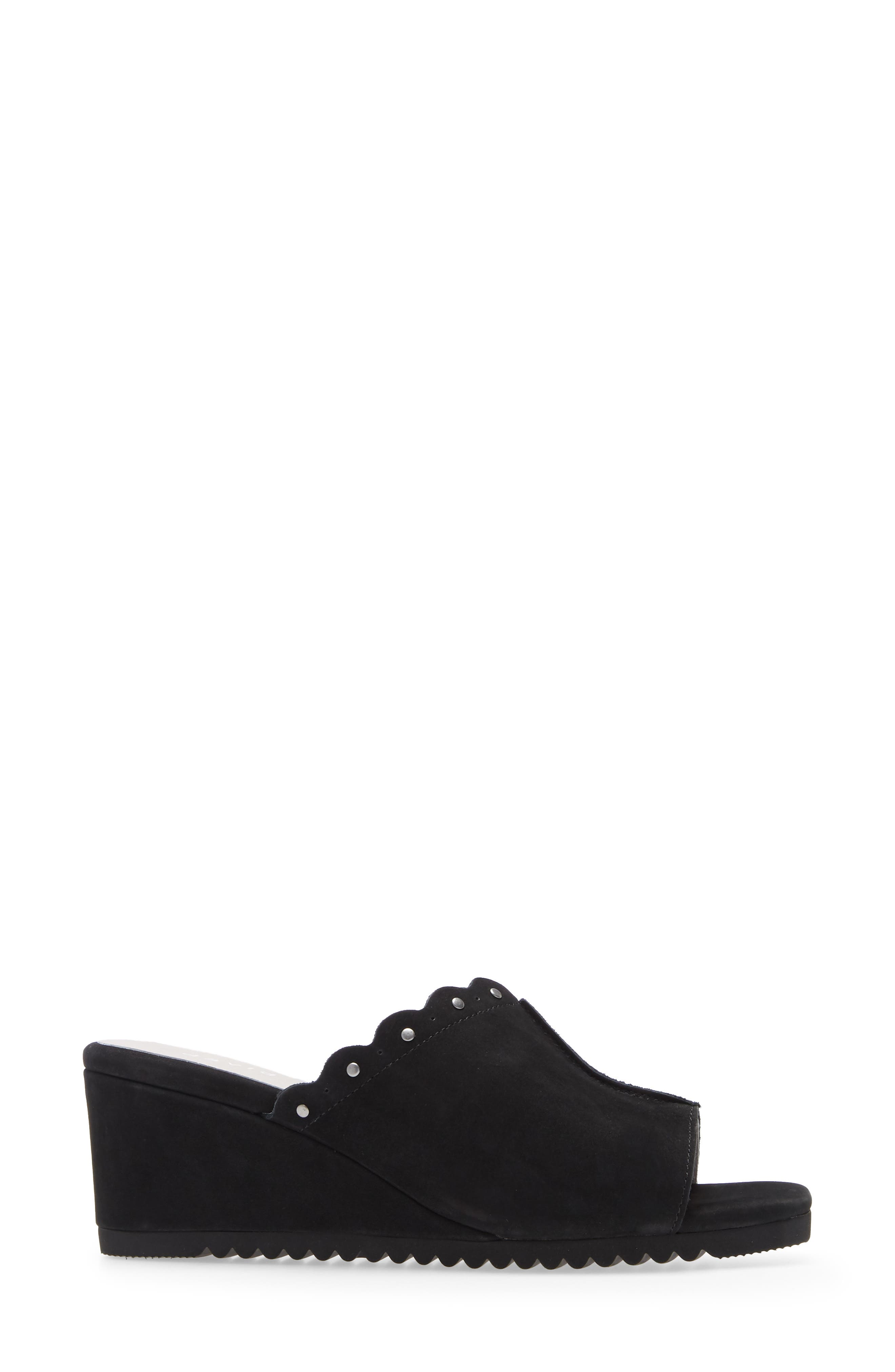 David Tate Song Wedge Sandal, Alternate, color, Black Nubuck Leather