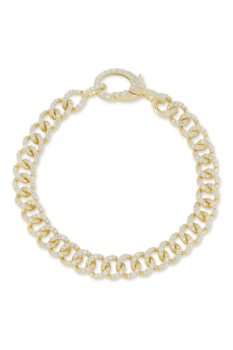 14k Gold Plated Pavé Link Bracelet, Main, color, GOLD