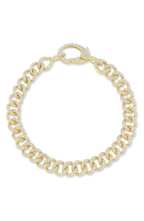 14k Gold Plated Pavé Link Bracelet