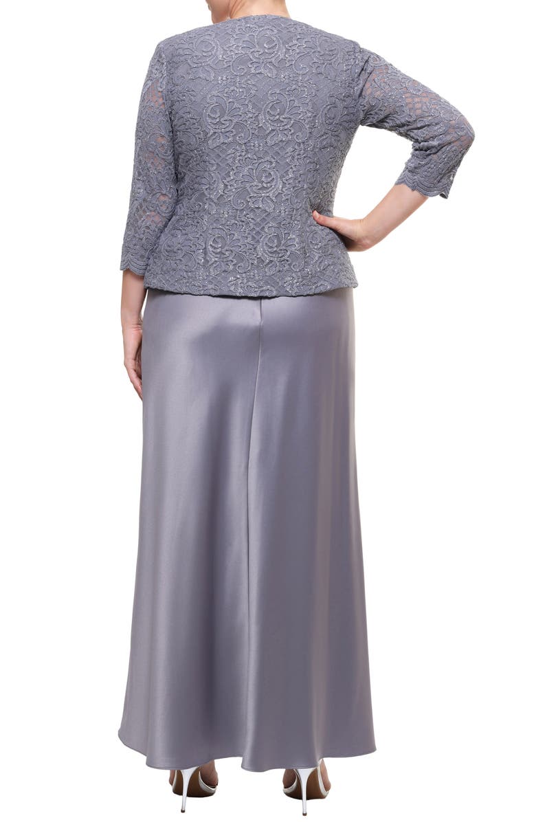 Alex Evenings Embroidered Lace Mock Two-Piece Gown with Jacket, Alternate, color,