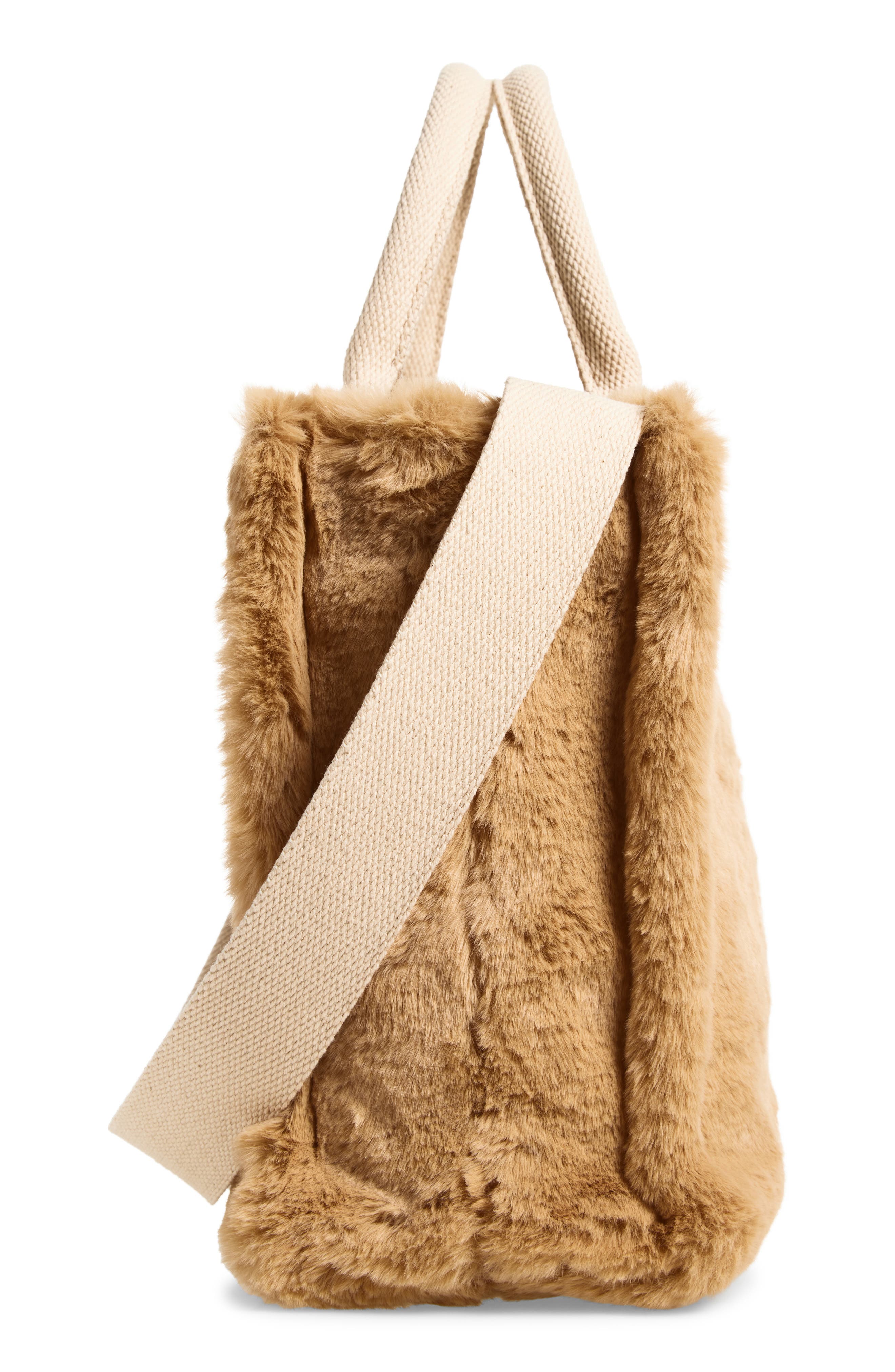 Marni Small Basket Faux Fur Handbag, Alternate, color, Citronelle