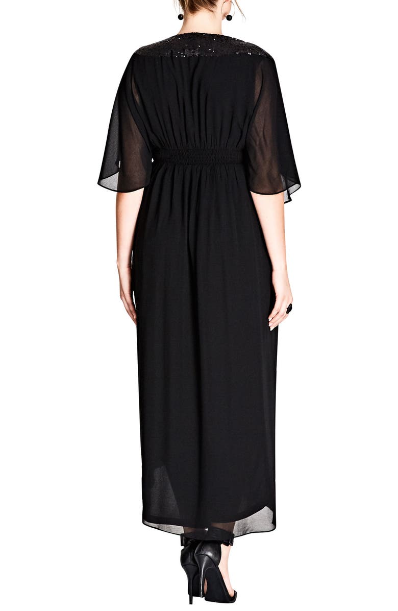 City Chic Sequin Faux Wrap Gown, Alternate, color,