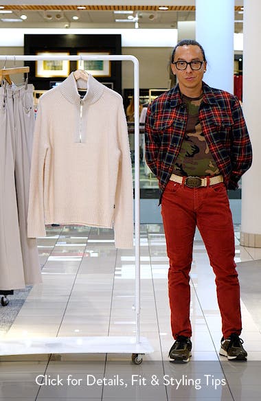 BOSS Ebrezzo Wool Blend Rib Quarter Zip Sweater | Nordstrom