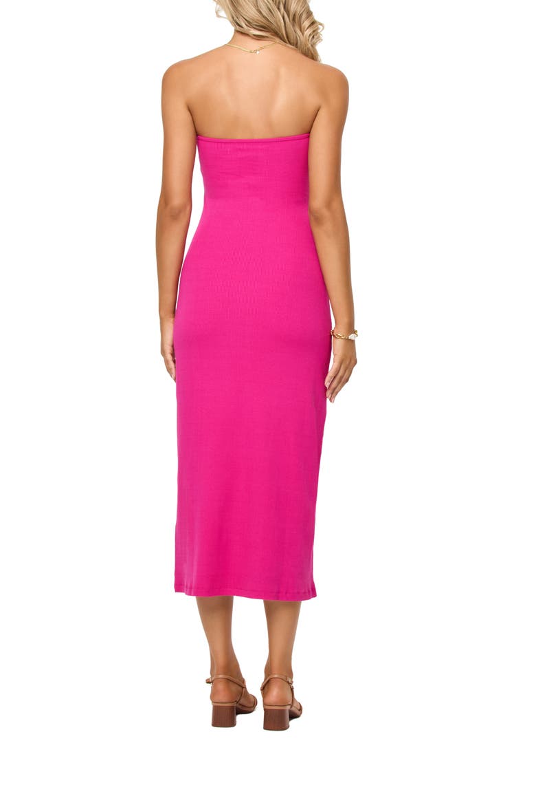 Lisette Strapless Rib Cover-Up Dress, Alternate, color, BOUGAINVILLEA