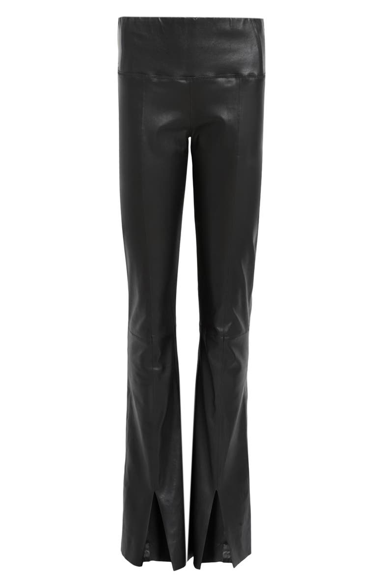 AllSaints Cora Slit Flare Leather Pants, Alternate, color,