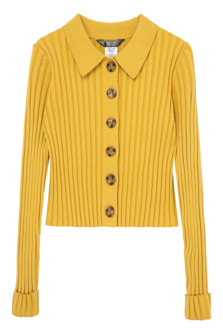 Kid's Rib Button-Up Top, Main, color, MUSTARD