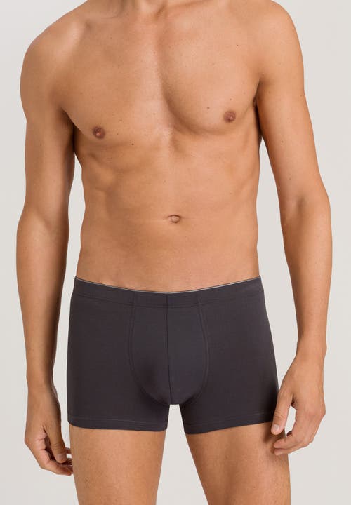 Hanro Cotton Superior Cotton Boxer Brief In Coal Grey