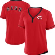 FANATICS Women's Fanatics Red Cincinnati Reds League Diva Star Raglan V-Neck T-Shirt