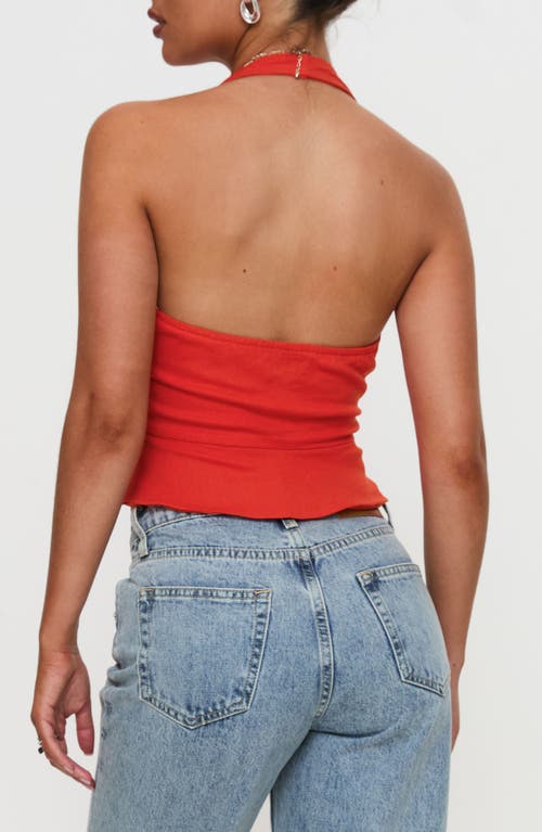 Shop Princess Polly Pleasing Peplum Halter Top In Red