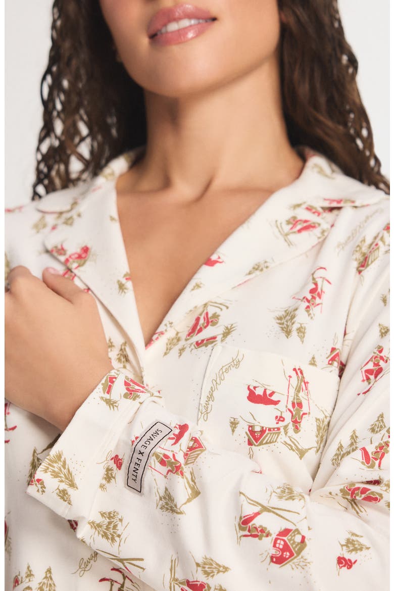 Softcore Modal Blend Pajama Button-Up Shirt, Alternate, color, PETAL WHITE SULTRY SLOPES