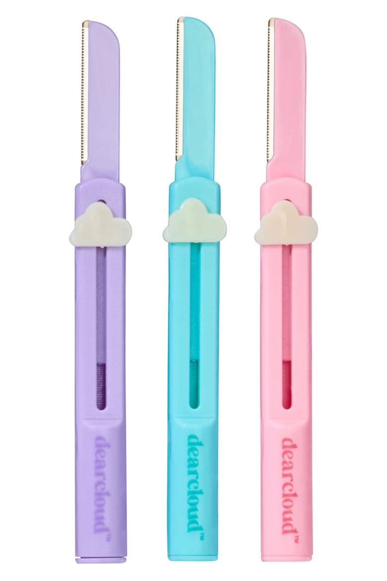 Retractable Dermaplane Facial Razor 3-Piece Set, Main, color, PASTEL BLUE