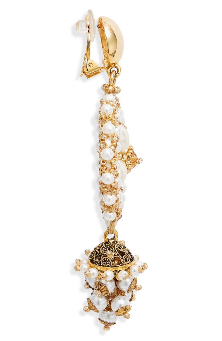 Oscar de la Renta Imitation Pearl Clip-On Drop Earrings, Alternate, color,