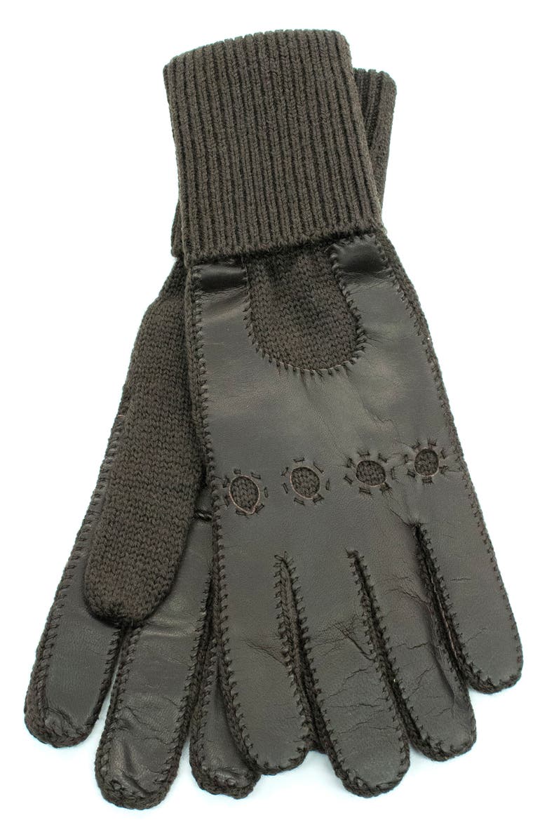 Portolano Cuffed Leather Gloves, Main, color, Phoenix Brown/ Teak