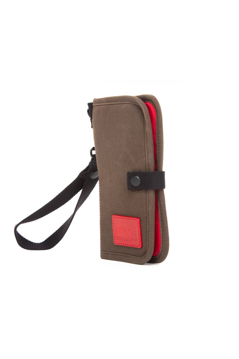 Waxed Nylon Continental Wallet, Main, color, Dark Brown