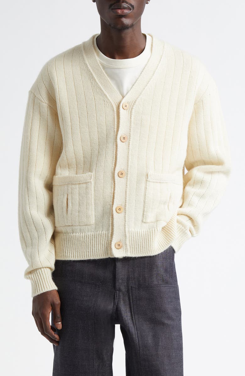 VISVIM Mohair & Cotton Blend Cardigan, Main, color, Ivory