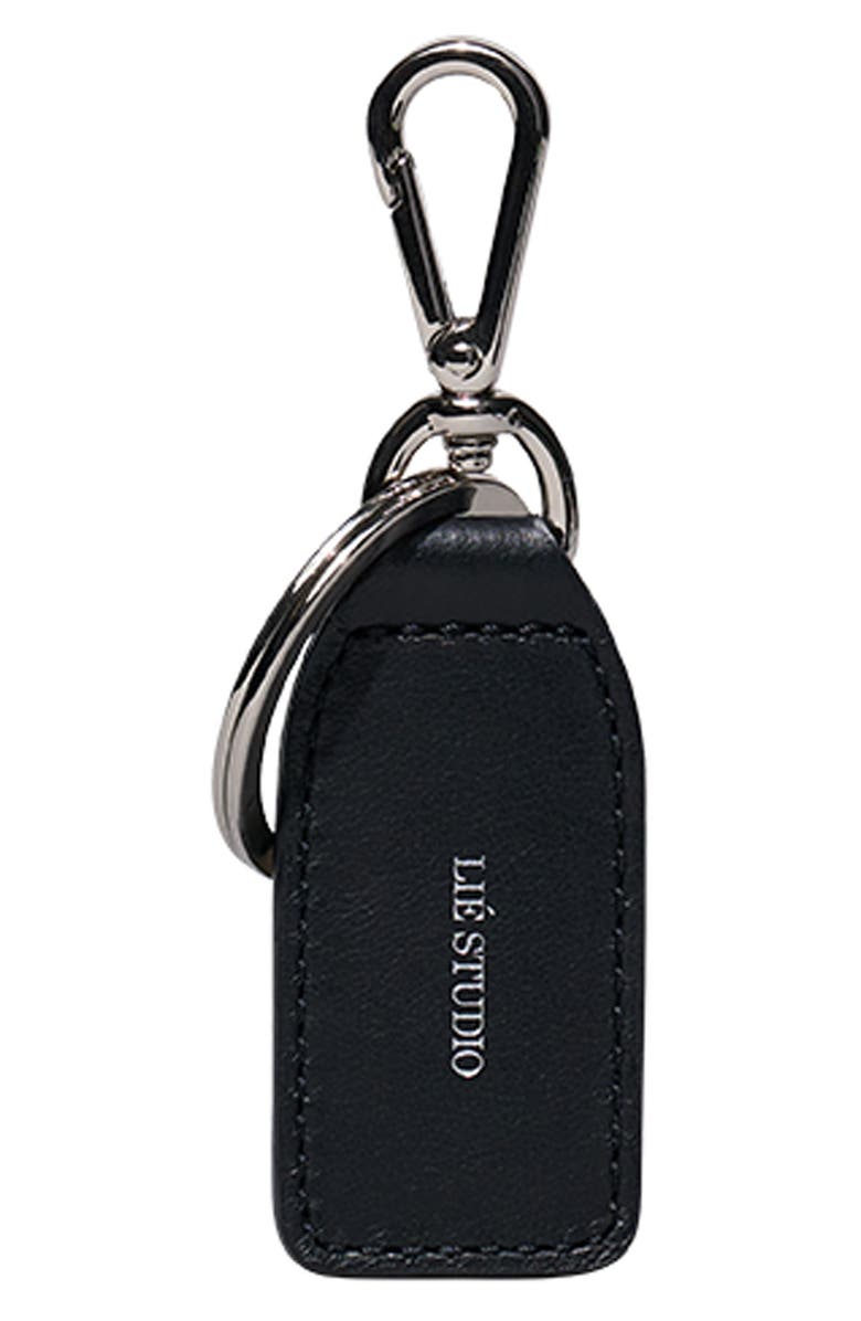 Lié Studio The Gaby Leather Tag Key Ring, Main, color, Solid Black