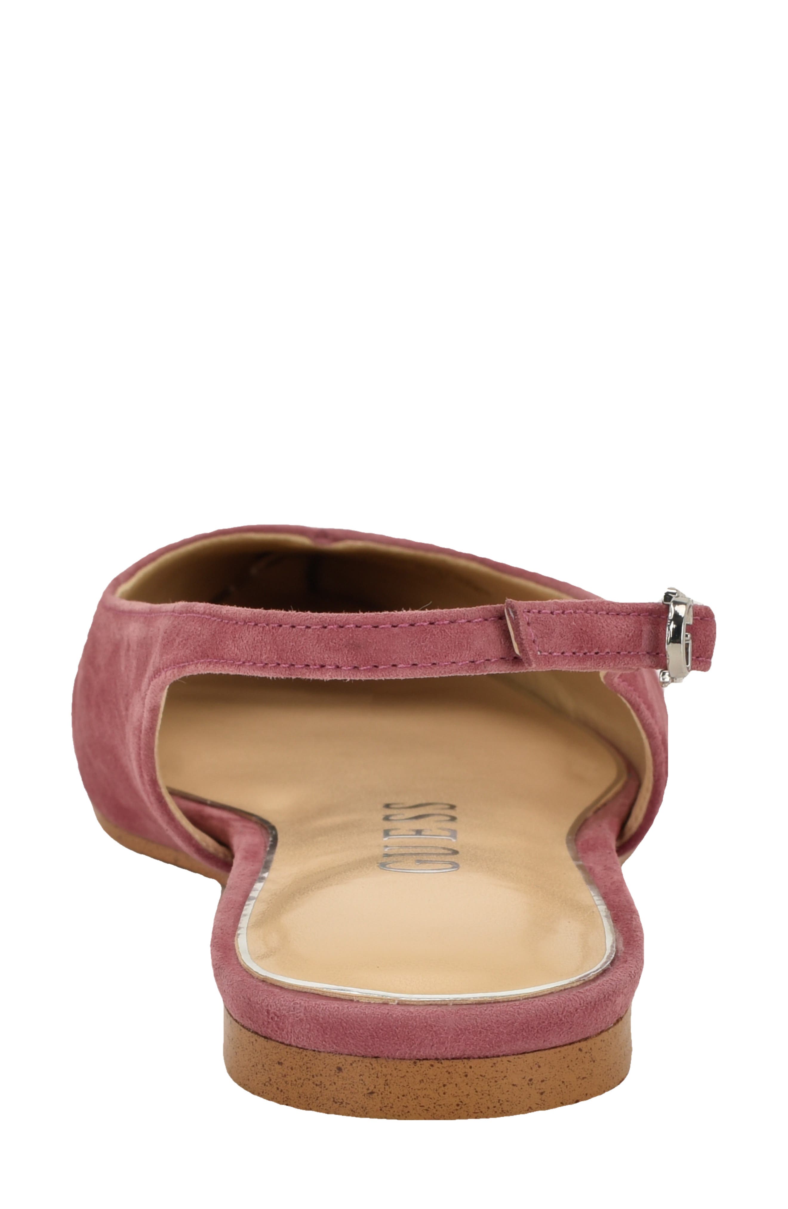 Dorazio Slingback Pointed Toe Suede Flat, Alternate, color, PINK