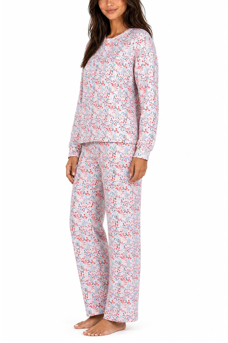 Soft Hacci Long Sleeve Henley Pajamas, Alternate, color, BOTANICAL ICY PINK