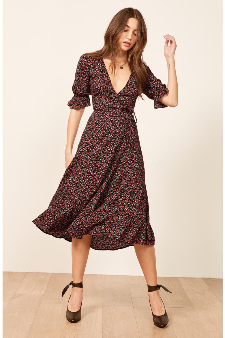 Judith Midi Wrap Dress, Alternate, color, MABEL
