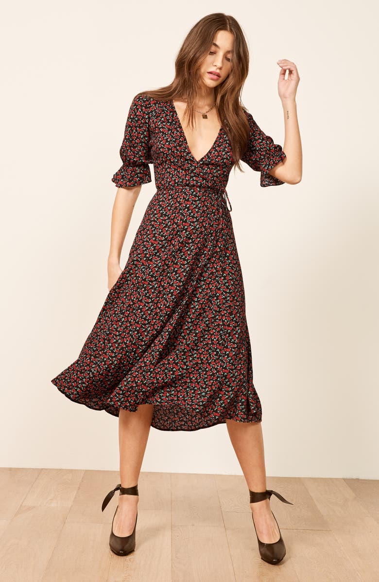Reformation Judith Midi Wrap Dress, Alternate, color, 