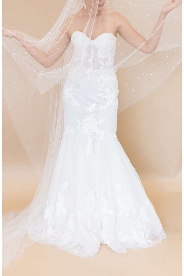 Layana Freshwater Pearl & Crystal Embellished Cathedral Blusher Veil (Nordstrom Exclusive), Main, color, IVORY