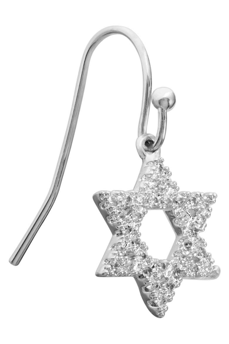 Star of David Cubic Zirconia Drop Earrings, Alternate, color, SILVER