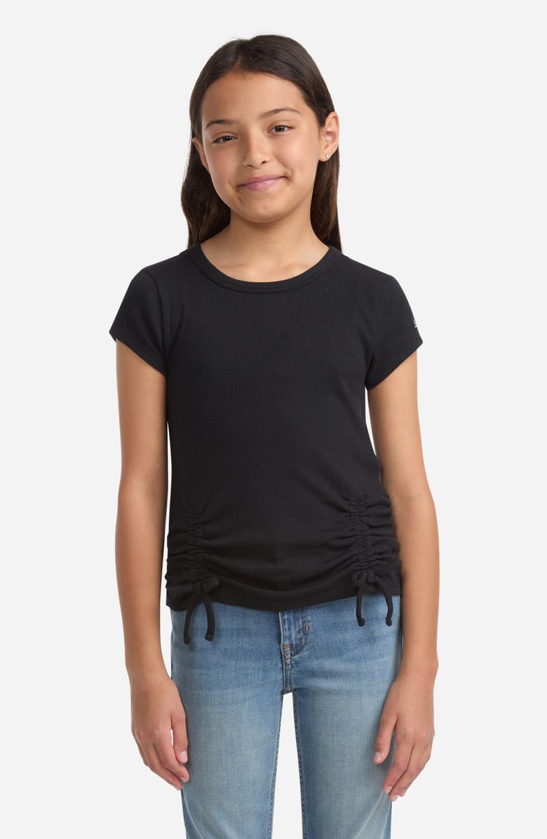 abercrombie kids Kids' Ruched Side Cotton Blend T-Shirt, Alternate, color, Anf Anthracite