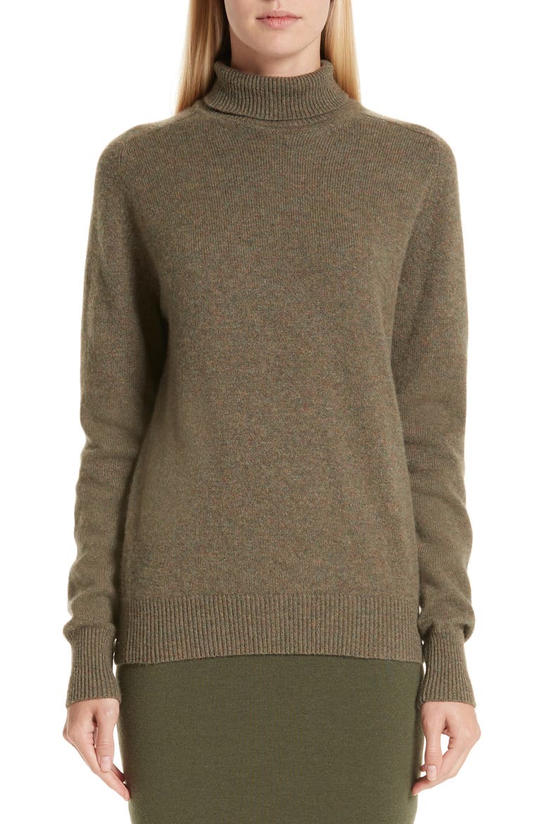 Stretch Cashmere Turtleneck Sweater, Main, color, OLIVE