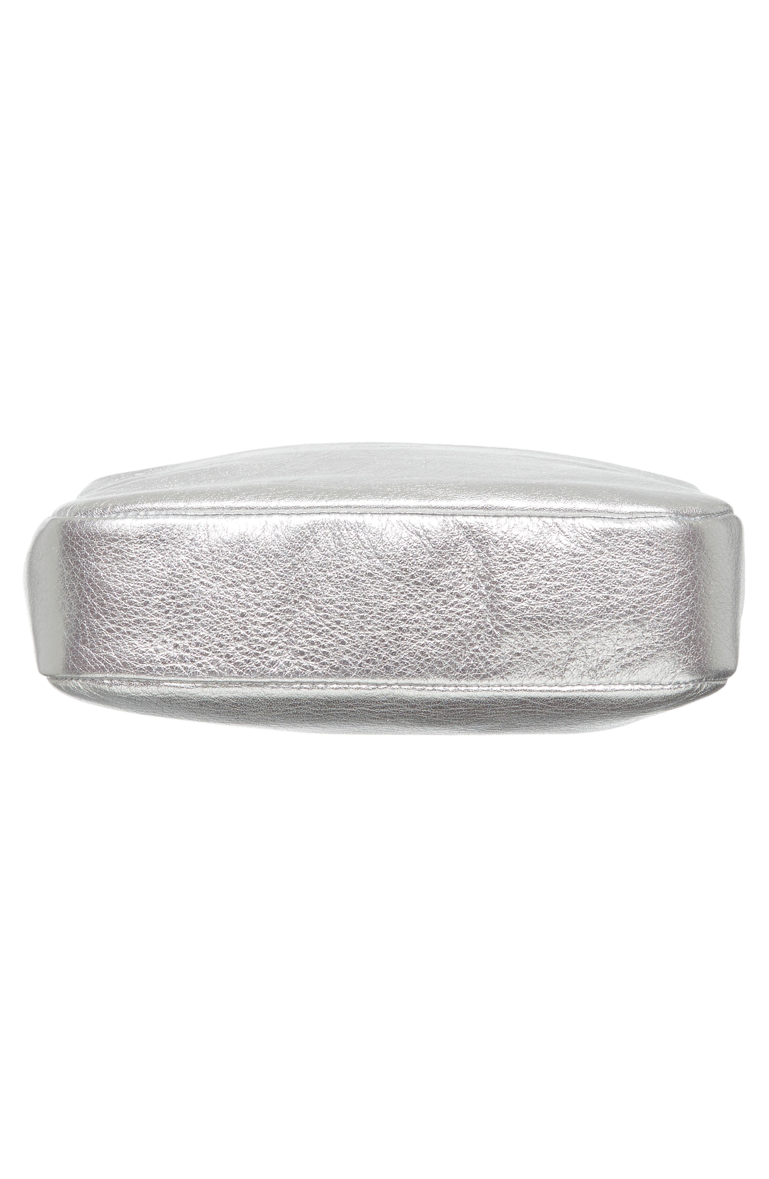 'Mini' Pebbled Leather Crossbody, Alternate, color, SILVER