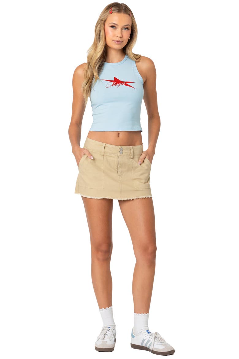 Metal O-Ring Miniskirt, Alternate, color, BEIGE