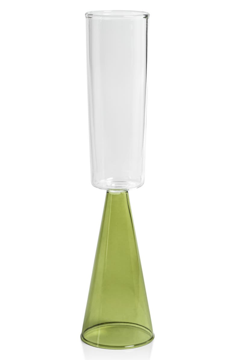 Zodax Viterbo Set of 4 Champagne Flutes, Main, color, Clear/ Green