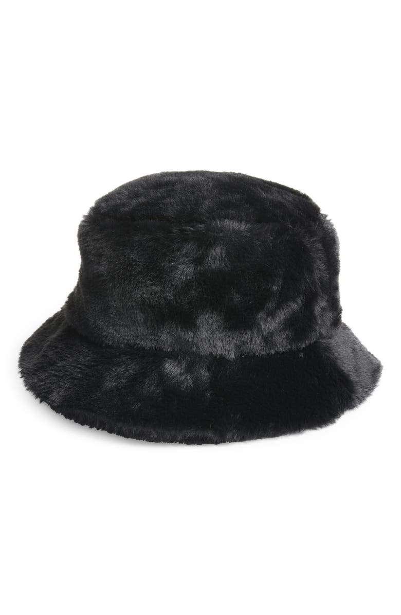 Open Edit Plush Faux Fur Bucket Hat, Main, color, 