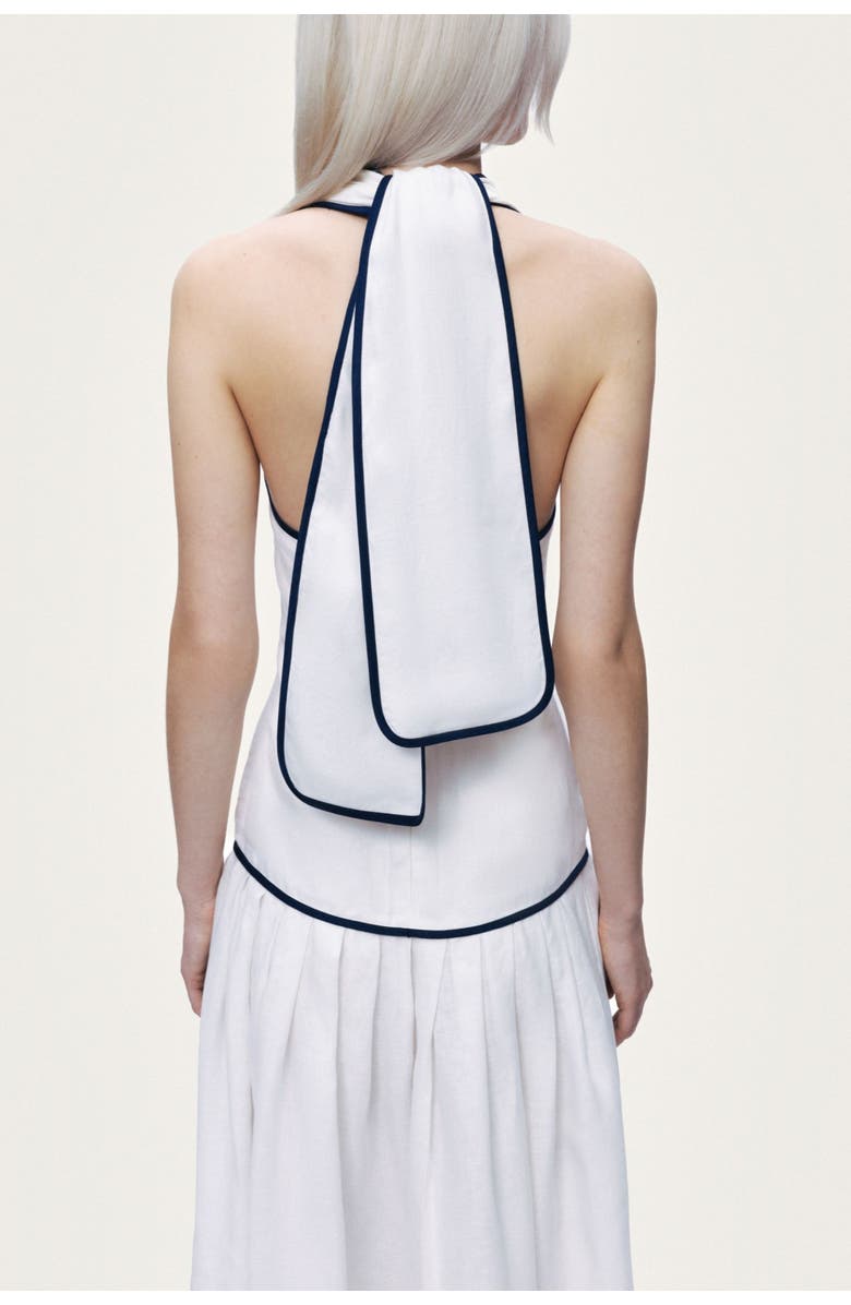 Nocturne Binding Detail Halterneck Midi Dress, Alternate, color, Ivory