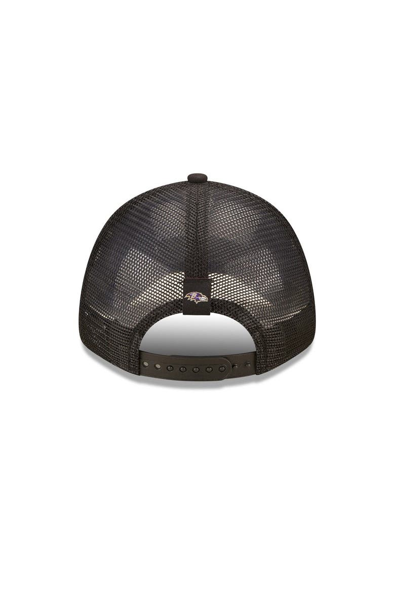 Women's New Era   Black Baltimore Ravens Team Trucker 9FORTY Snapback Hat, Alternate, color, Black