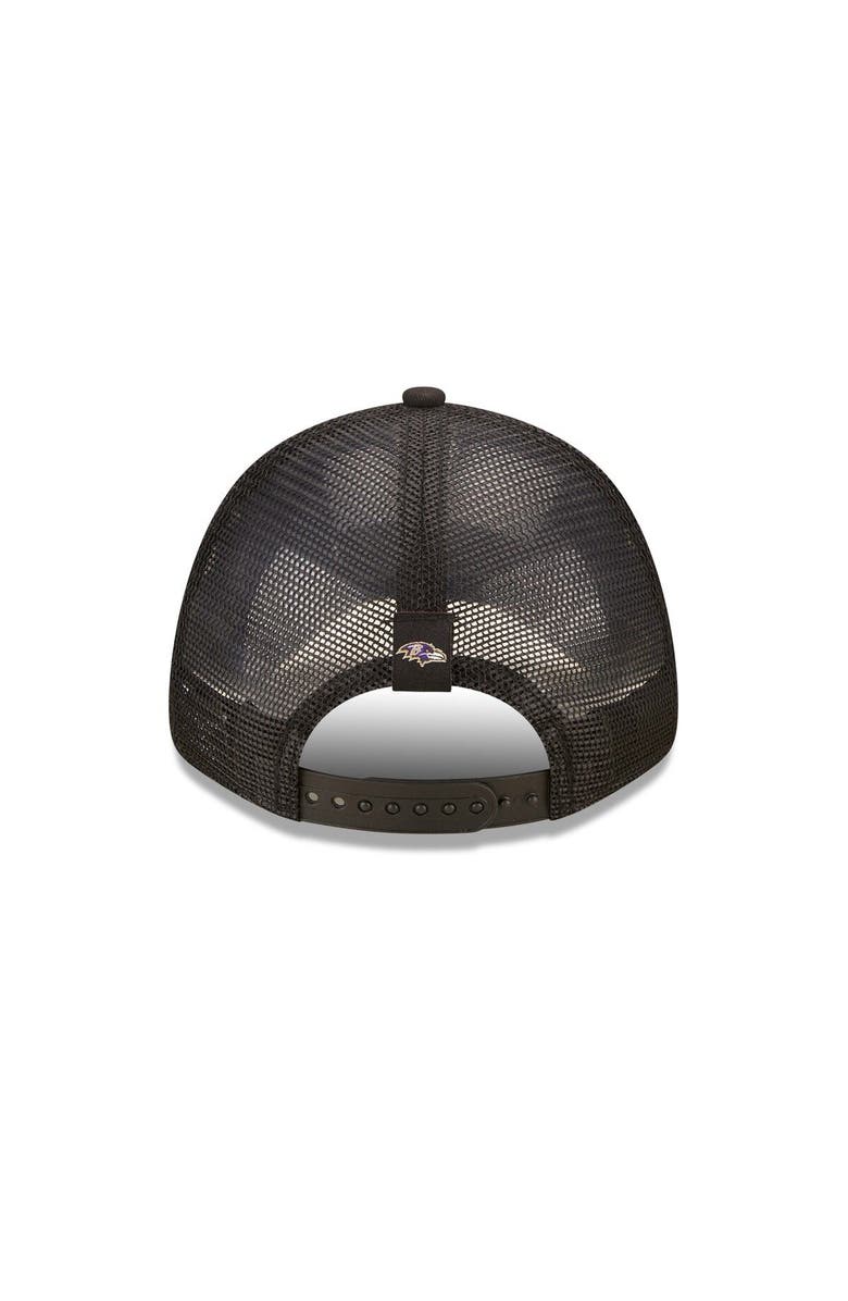 New Era Women's New Era Black Baltimore Ravens Team Trucker 9FORTY Snapback Hat, Alternate, color,