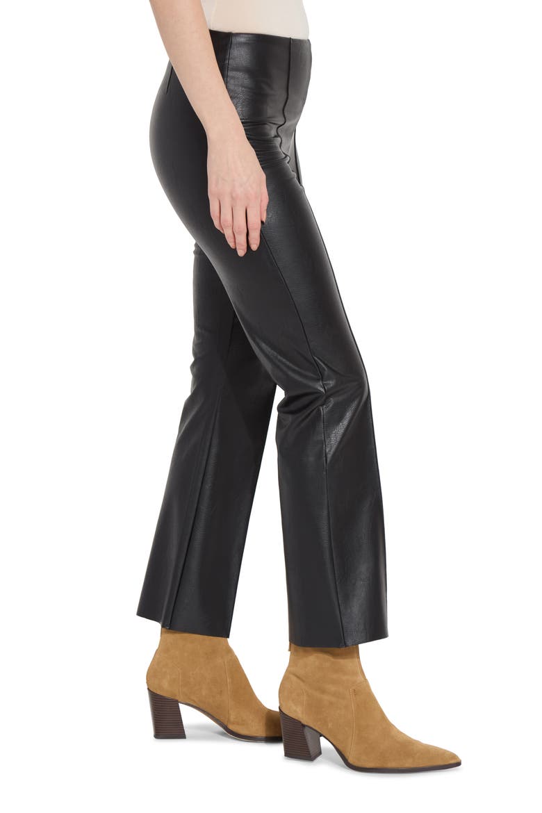 'Lyssentials Elysse Faux Leather Ankle Bootcut Pants, Alternate, color, BLACK