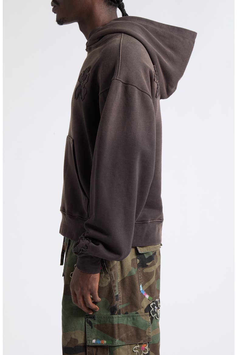 Distressed Studded Patch Hoodie, Alternate, color, AGED BLACK TERRY