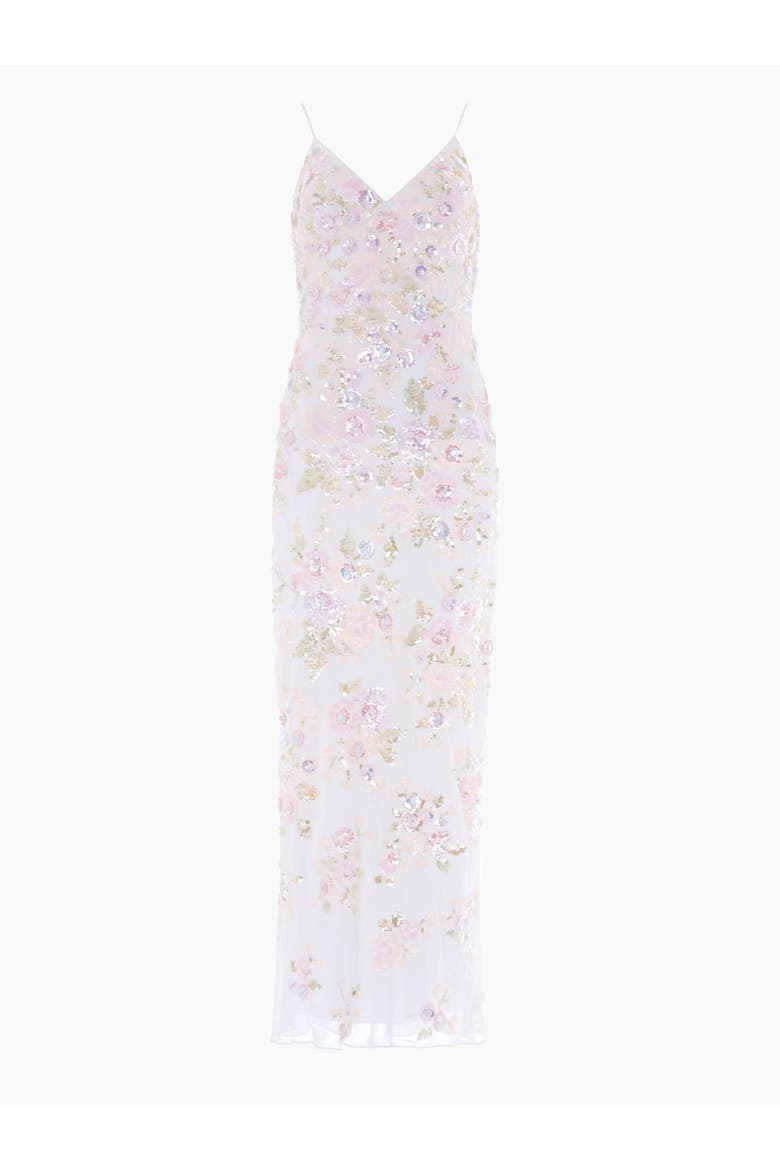 Sequin Paradise Georgette Cami Gown, Alternate, color, Swan White/Multi