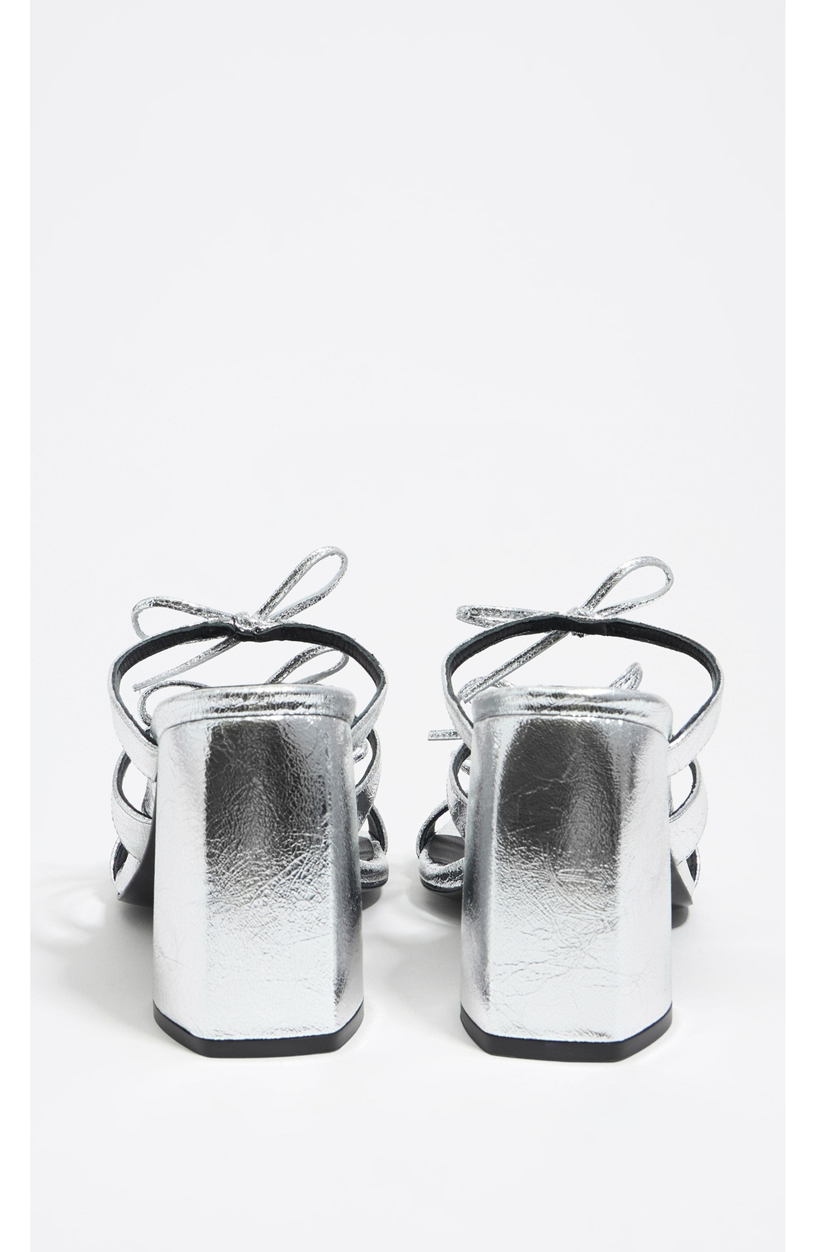 Bimba y Lola Leather Heel Sandal, Alternate, color, Silver