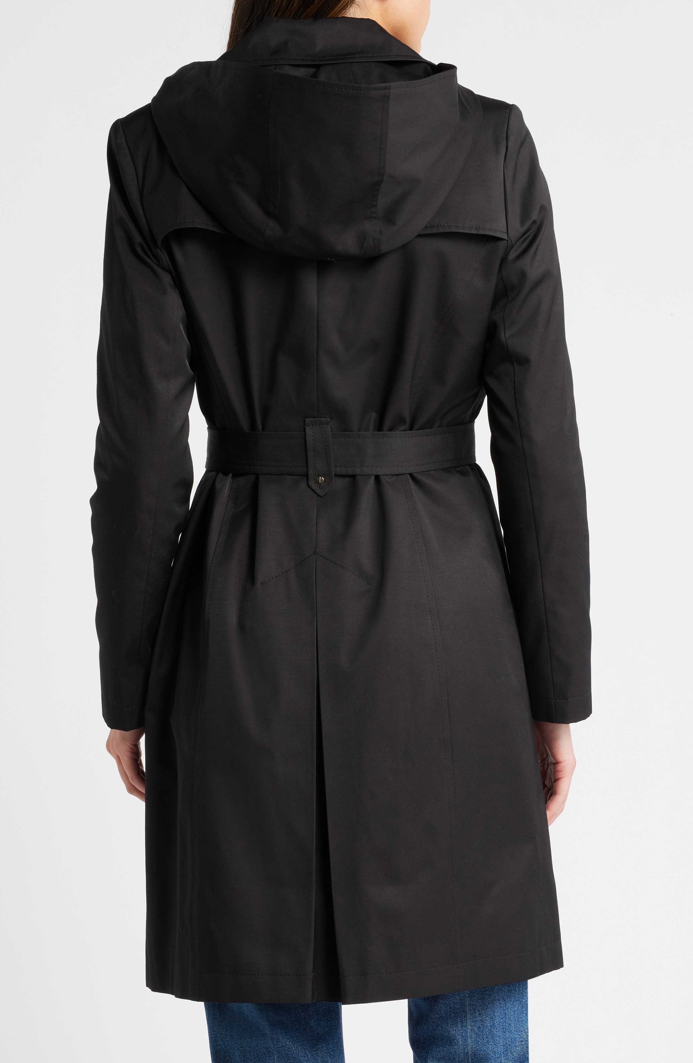 Water Resistant Cotton Blend Coat with Removable Hood (Women