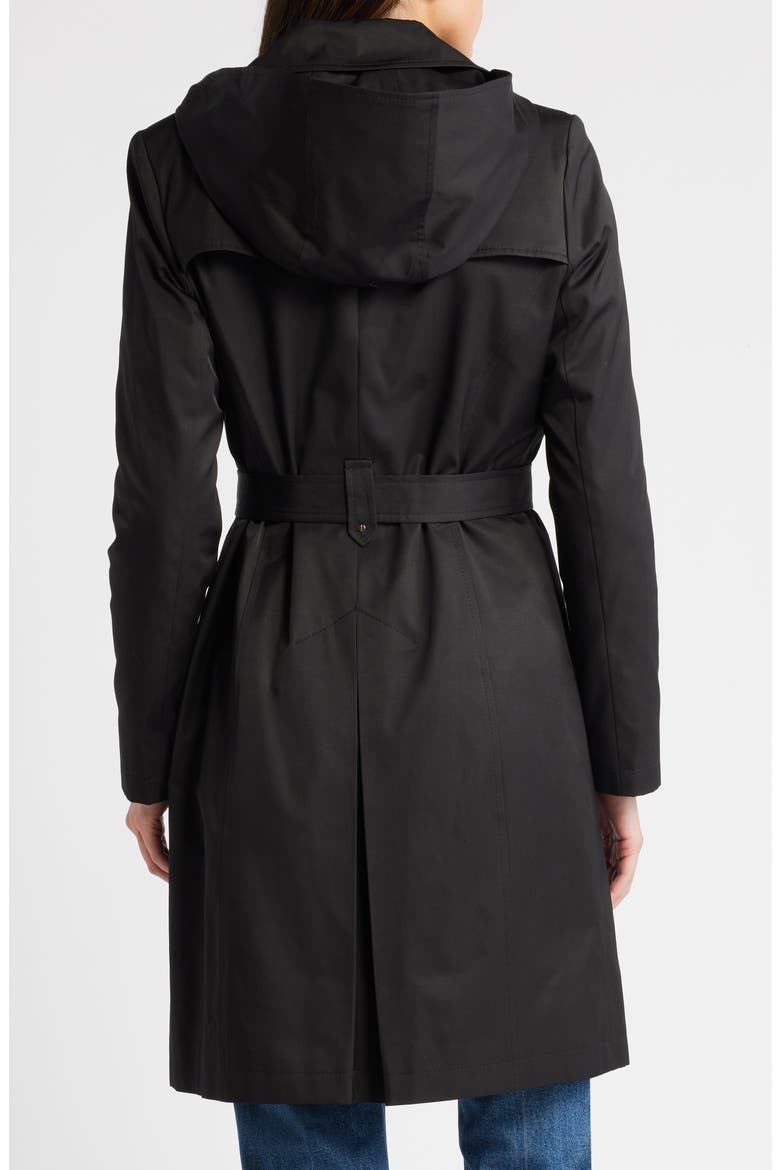 Water Resistant Cotton Blend Coat with Removable Hood, Alternate, color, BLACK