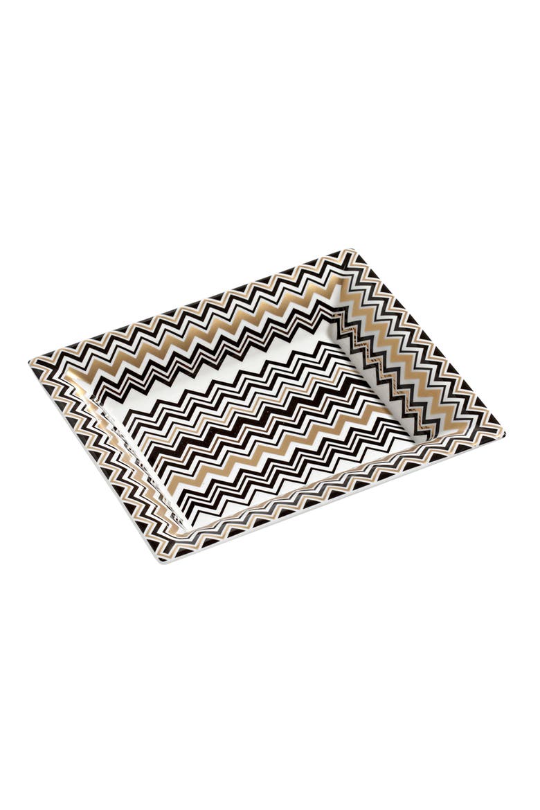 Tray ZIG ZAG Rectangular Large in Luxury Box Gold 8.5" x 6.75", Main, color, Multicolor