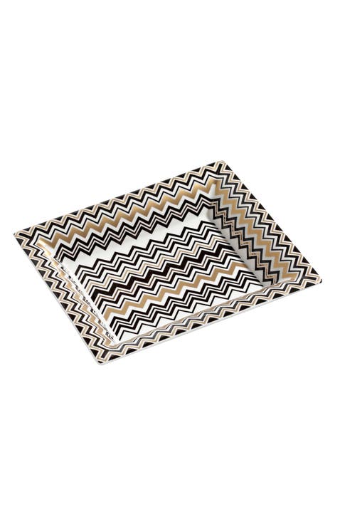 Tray ZIG ZAG Rectangular Large in Luxury Box Gold 8.5" x 6.75"